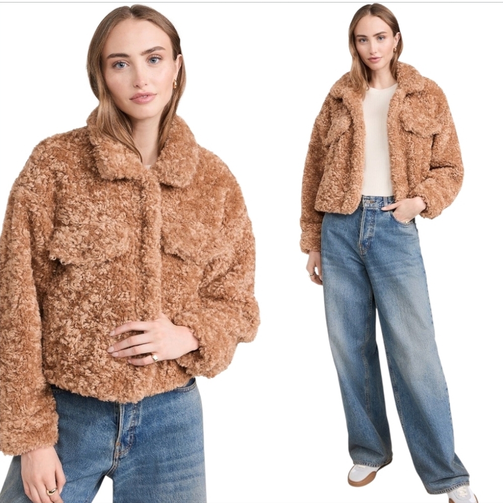Nwt Blank Nyc Jacket Sherpa Cozy Tan Brown Sz S — image 4 of 8